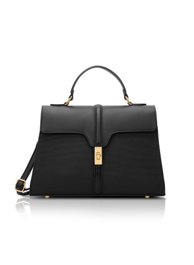 Lavie Signature Canva Flap Satchel (Black) - Image 1